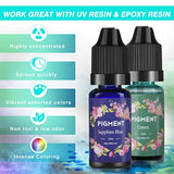 Epoxy UV Resin Pigment - 20 Colors Liquid Transparent Epoxy Resin Dye, Concentrated UV Resin Colorant, Great for UV Resin Coloring, Resin DIY Jewelry Making, Coasters, Painting, Crafts (10ml/3.5oz)