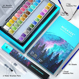 36 Metallic Watercolors Paint Set, Vibrant Colors in Metal Tin Box, 20 Sheets Watercolor Paper in 300g/M2, Perfect for Beginners, Artists, Amateur Hobbyists, Painting Lovers