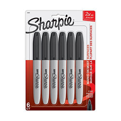 Sharpie Super Permanent Marker, Fine Point, Black, 6 Count