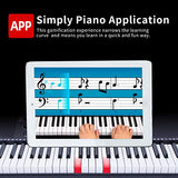 Anckon 61 Key Keyboard Piano Portable Electronic Kit, Pop Piano App,Teaching Modes,Keyboard Stand,Piano Bench,Headphones,Microphone&Keynote Stickers,for Beginners,Black