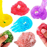 Clear Mini Slime Kit Non Sticky Jelly Slime Cute Fruits Slices Charms Glitters, Peach Pink Blue Purple Premade Crystal Water Slime DIY Kid Birthday Party Favors, Stress Relief Toy for Girl Boy, 6 Pack