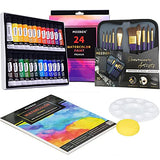 MEEDEN 37Pcs Watercolor Painting Kit with 24x12ML Watercolor Paint Set,Watercolor Paintbrushes, Watercolor Painting Pad, Watercolor Palette & Art Sponge, Perfect for Beginners, Students & Kids