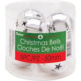 Darice 30015607 Jingle Bells W/Cutouts (6 Pack), 2.3", Silver