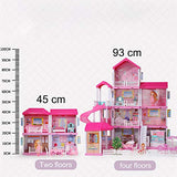 Dollhouse with Dollhouse Furniture and Dolls Dream Doll House for Little Girls 5 Year Olds 1:12 Scale for Kids Pretend Play Doll House Toy Playset Perfect Toddler Girls and Kids' Toy with Accessories
