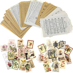 234 Pieces Vintage Paper and Aesthetic Stamp Stickers, Junk Journal Supplies, Kraft Paper Junk Journal Pages Vintage Craft Paper Vintage Postage Stamp Stickers for Scrapbooking, Travel Journal