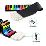 Coondmart Coondmart Rainbow Color 49 Standard Keys Flexible Kids Piano Keyboard，Flexible, Roll Up Keyboard Piano， Built-in lithium battery ，Completely Portable