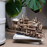 RoWood Mechanical Gear 3D Wooden Puzzle Craft Toy, Gift for Adults Men Women, Age 14+, Train Engine DIY Model Building Kits - Locomotive