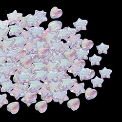 BLMHTWO 100pcs Mini Star Beads 9mm Acrylic Heart Beads 8mm Cute Beads Clear Charming Beads for Jewelry Making Bracelets Necklaces Earrings Key Chains Accessories DIY Crafts Valentine Day Gifts