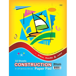 BAZIC 32 Ct. 9" X 12" Construction Paper Pad
