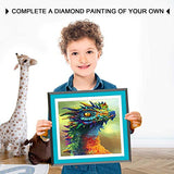 Diamond Painting Kits for Adults Kids, DIY Rhinestone Diamond Art Kits for Beginners, 5D Diamond Painting Colorful Dragon Painting by Number Kits for Gift Wall Decor 12x16 inch…