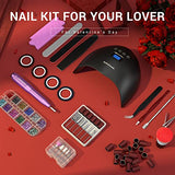 MelodySusie Nail Kit Set Professional Acrylic with Everything, Portable Electric Nail Drill, 48W UV LED Nail Lamp, 3D Nail Art Decoration, All-In-1 Compact Efile Electrical File Kit for Gel Nails