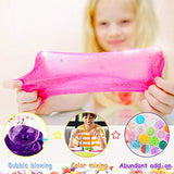 Crystal Slime Kit Slime Supplies for Girls Boys Clear Slime for Kids with Glitter Jar Foam Bead and Unicorn Toys for Slime Making kit Aged 6+