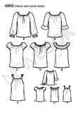 New Look Sewing Pattern 6892 Misses Tops, Size A (6-8-10-12-14-16)