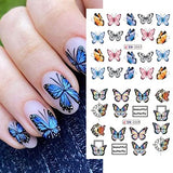 12PCS Butterfly Nail Art Stickers Decals Butterfly Water Transfer Nail Decals Butterfly Designs for Nails Supply Watermark DIY Colorful Butterflies Nail Art Foils for Nails Design Manicure Tips Decor