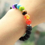 Vankcp 388 Pcs 8MM Chakra Beads and Colorful Lava Rock Stone Chakra Stones for Jewelry Making