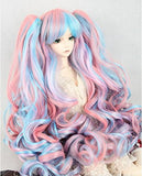 (18-18.5CM) BJD Doll Hair Wig 7-8" 1/4 MSD DZ DOD LUTS / Mixed Color Long Curl Hair / FBE139