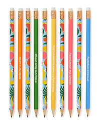 ban.do Write On Colorful Pencil Set of 10, Pre-Sharpened #2 Graphite Pencils for School/Office, Tutti Frutti
