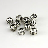 Bingcute 20Pcs Silver Tone Spacer Loose Beads Hollow filigree Tibetan beads for jewelry making