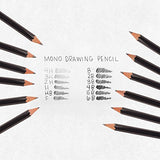 MONO Professional Drawing Pencil Set - 12pcs - Assorted degrees.
