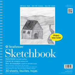 Strathmore 27-110 100 Series Youth Sketchbook, 12"x12" Spiral Bound, 30 Sheets