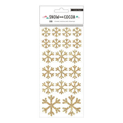 American Crafts 375889 Snowflakes Crate Paper Snow Cocoa Gold Glitter Snowflake Stickers 2 Sheet 38