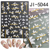 8 Sheets 5D Flower Nail Art Stickers Embossed Flowers Nail Decals Self Adhesive Nail Art Supplies Spring Summer Nail Art Decorations Cute White Floral Nail Stickers French Nail Designs for Women