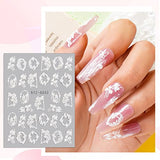 LanFo Nail Art Stickers, 4 Sheets 5D Butterfly Flowers Nail Decals Self Adhesive with Storage Book, Nail Art Supplies Decorations for Women Girls