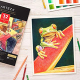 Arteza Acrylic Paint Set of 24 Colors and Watercolor Paper 9x12 Inch Pack of 2, Painting Art Supplies for Artist, Hobby Painters & Beginners