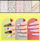 12 Sheets Nail Art Sticker Self-Adhesive, Teenitor Flower Nail Stickers 5D Embossed Nail Decals, 5 Boxes Nail Art Glitter Sequins Flakes, Nail Art Design Tools Self Adhesive Nail Art Supplies