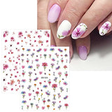 JMEOWIO 9 Sheets Spring Flower Nail Art Stickers Decals Self-Adhesive Pegatinas Uñas Leaves Nail Supplies Nail Art Design Decoration Accessories