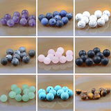 Massive Beads 100PCS 8MM Natural Crystal Beads Matte Mixed Stones Gemstone Round Loose Energy Healing Beads with Free Crystal Stretch Cord for Jewelry Making (Matte Mixed Stones, 8MM)