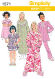 Simplicity 1571 Girl's Top, Pants, and Nightgown Sewing Patterns, Sizes 7-14