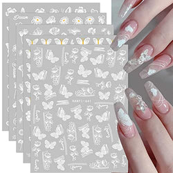 JMEOWIO 9 Sheets Spring Flower Nail Art Stickers Decals Self-Adhesive Pegatinas Uñas Colorful Summer Floral Nail Supplies Nail Art Design Decoration Accessories