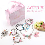 AOPRIE Charm Bracelet Necklace Jewelry Making Kit with Beads Christmas Gift for Teenage Girls 8-12 Toy 10 Year Old Arts Crafts Kit Kids Teen Trendy Stuff Supplies Gift Ideas Accessories Women Pink