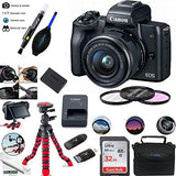 EOS M50 Mirrorless Camera Kit w/EF-M15-45mm and 4K Video - Black - Essential Accessories Bundle