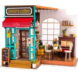 Rolife Miniature Dollhouse DIY Wooden Dollhouse Kit Birthday Gift for Girls Women (Simon's Coffee)