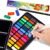 MISULOVE Watercolor Paint Set, 36 Premium Colors in Gift Box with Bonus Watercolor Paper Pad and Water Brushes, Perfect for Kids, Adults, Beginners, Artists Painting, Sketching, and Illustrating