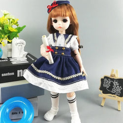 11.8 Inch Doll 15 Movable Jointed Dolls 3D Big Eyes Vintage Clothes Fashion Dress Make Up Dolls Toy Gift for Girls