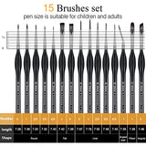 Micro Detail Paint Brush Set,15 Small Professional Miniature Fine Detail Brushes for Face Watercolor Oil Acrylic,Craft Models Rock Painting & Paint by Number Premium Nylon Hairs