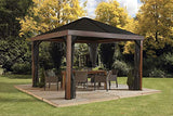 Sojag 12' x 12' Valencia Outdoor Backyard Gazebo with Wood Finish and Mosquito Netting Shade Structure