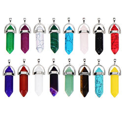 eBoot 16 Pieces Bullet Gemstone Pendant Hexagonal Chakra Crystal Pointed Quartz Pendants with