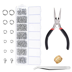 Paxcoo 1500Pcs Silver Jump Rings with Lobster Clasps and Jewelry Pliers for Jewelry Making Supplies