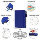 15 Pack Small Notebook Journals with 15 Black Pens, Mini Cute Journal Pocket Notebook Bulk Hardcover College Ruled Notepad with Pen Holder for School Work Memos by Feela, 3.5”x 5.5”, A6, Navy