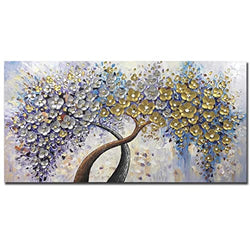 V-inspire Art,30x60 Inch Modern 3D Hand Painted Lucky Tree Oil Paintings Acrylic Painted Wood Frame Abstract Canvas Wall Art Decor