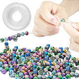 Quefe 500pcs 8mm Multi Color Acrylic Round Loose Beads in Ink Patterns with 50 Pcs Spacer Beads and