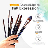 ZenART Professional Watercolor Brush Set – 14 x Birch Wood Squirrel and Synthetic Paint Brushes incl Palette Knife – Flats, Rounds, Filbert, Fan, Rigger, Cats Tongue, & Detailing – Satin Travel Pouch