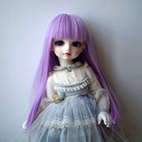Fits 1/3 BJD SD Doll Wigs Heat Resistant Synthetic Fiber Light Purple Long Straight Doll Hair Wig with Full Bang for 1/3 1/4 1/7 BJD SD Doll