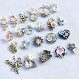 Chenkou Craft 20pcs Wholesale Lots Mix Alloy Resin Rhinestone Flowers Pendants Charms Beads