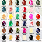 Equsion 50 Pieces Cabochons Stone Oval Bead Natural Gate Stone Charms Healing Crystal Stone Cabochons for Jewelry Making Charms Pendants Earrings DIY, 13 x 18 mm/ 0.5 x 0.7 Inch
