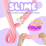 Soft & Non-Sticky Slime Party Favors Toys for 5-6-7-8 Year Old Girls: Birthday Gifts Fluffy Butter Slime Kit Toy for Kids Girl Boys Age 8-12 Stress Relief DIY Cloud Slimes Making Kits 4*100ml Bottle